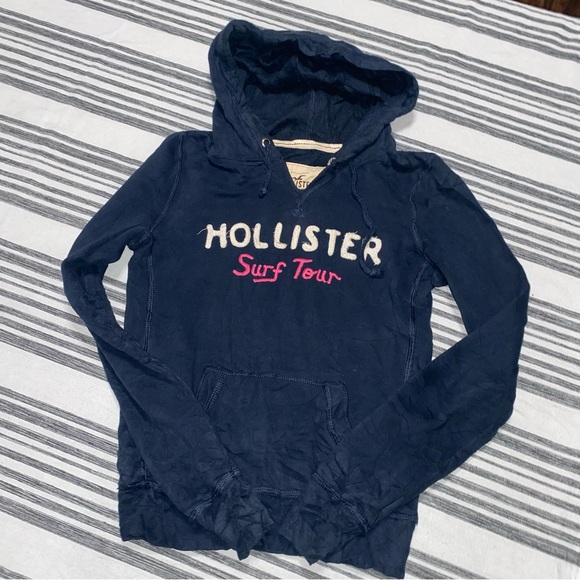 Hollister Sweaters - Hollister Womens Y2K Navy Surf Tour Hoodie Small